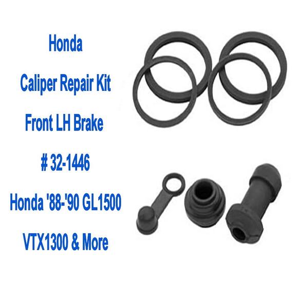 Front LH Brake Caliper Repair Kit 32-1446 Honda '88-'90 GL1500, VTX1300 & More - Picture 2 of 4